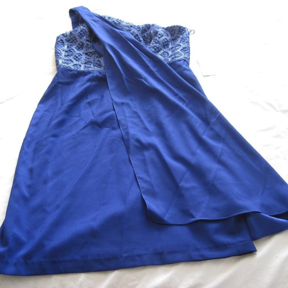 BLOW OUT SALE Patra Brand Size 10 Metallic Lace One Shoulder Women's Dress NWT
